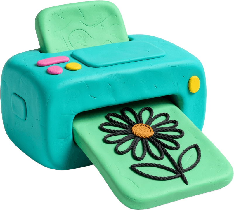 Clay printer printing a flower coloring page