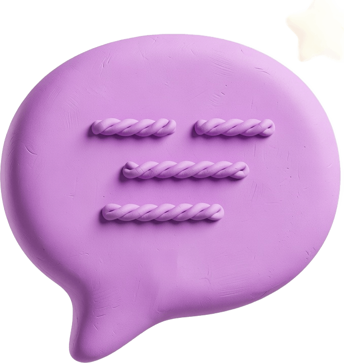 Clay speech bubble with sparkle