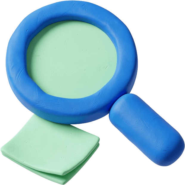 Clay magnifying glass over a page