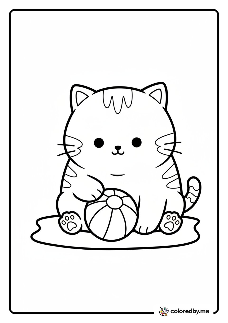 Baby Kitty's First Toy coloring page