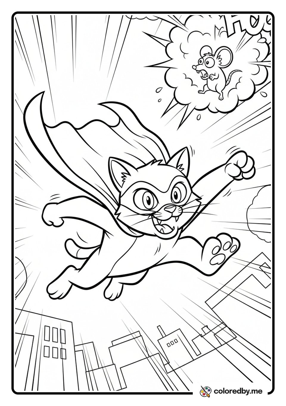 Super Cat to the Rescue! coloring page