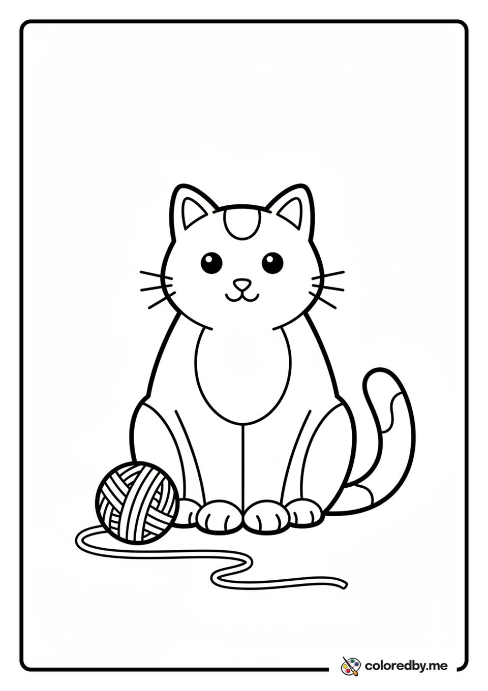 Chunky Cat with Yarn coloring page