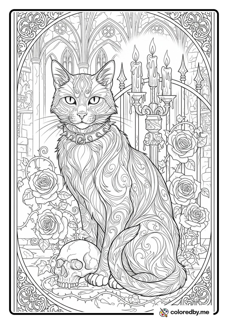 Gothic Whispers: The Shadow Kitty coloring page