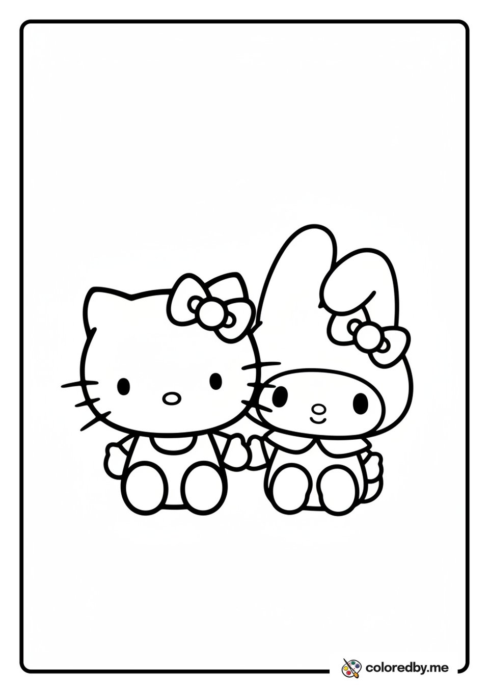 Hello Kitty and My Melody Friends coloring page