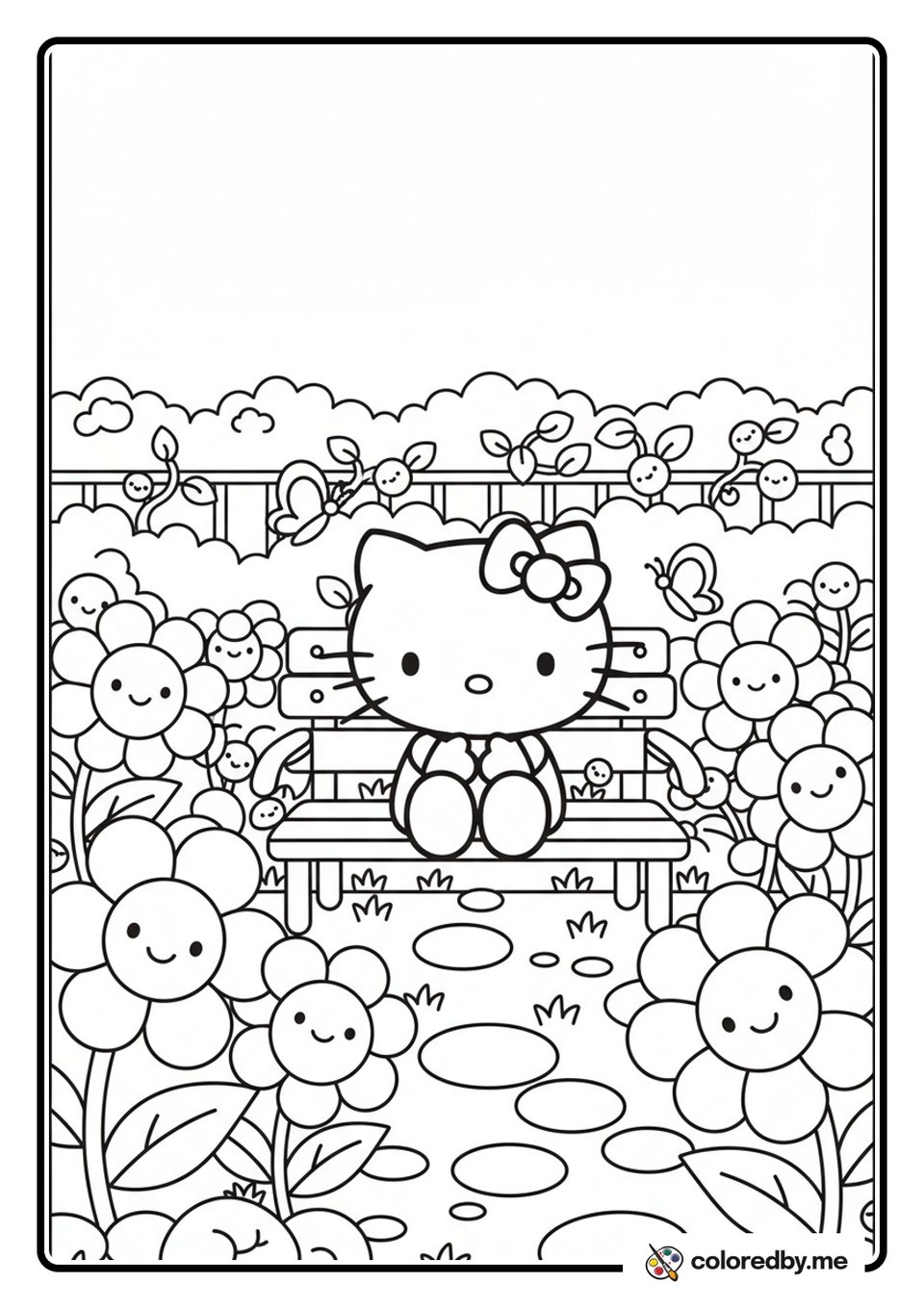 Hello Kitty's Garden Party coloring page