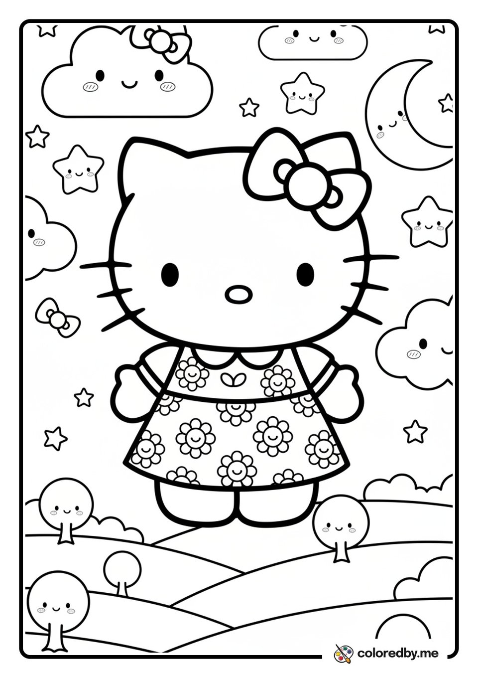 Hello Kitty in a Pretty Dress coloring page