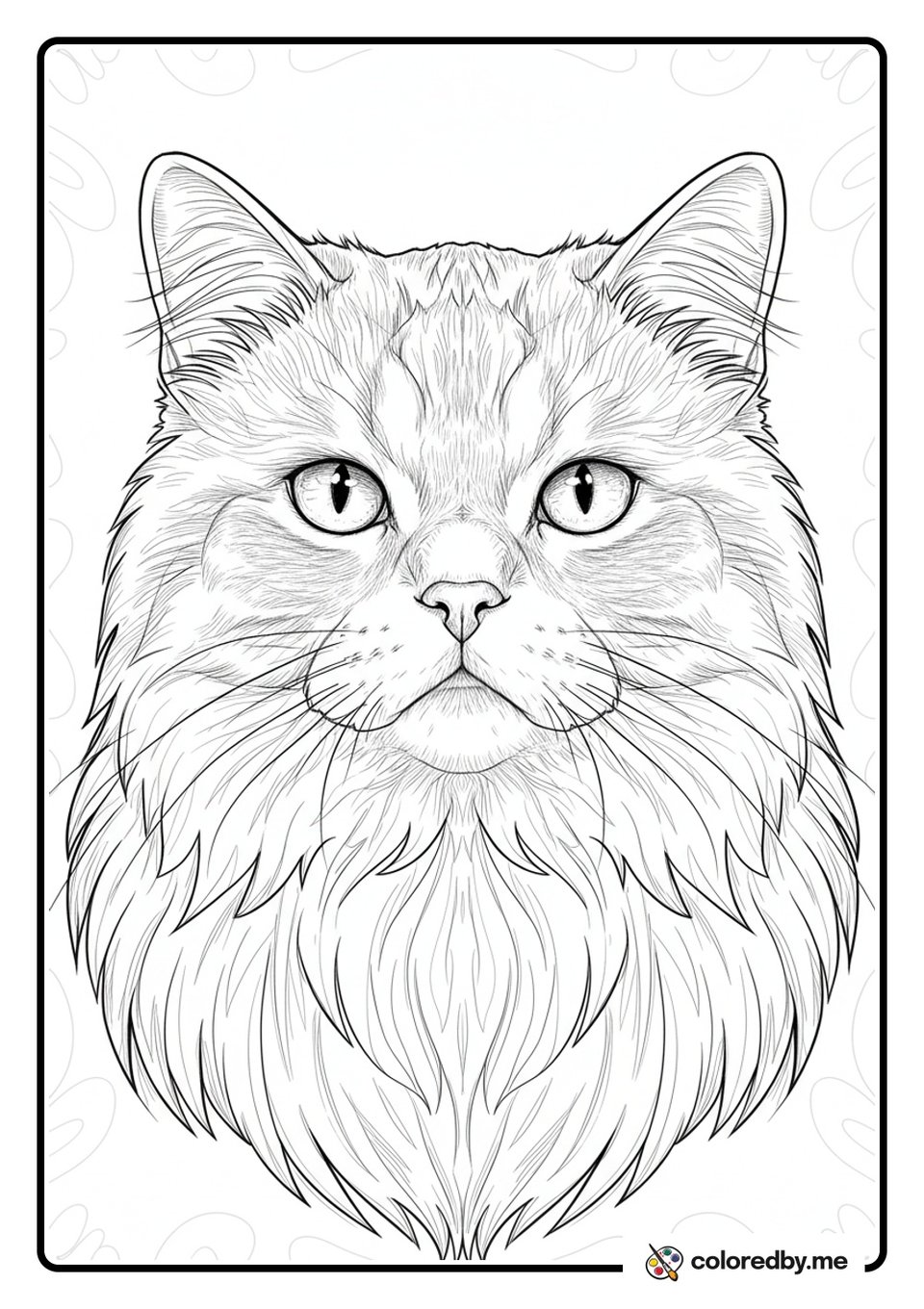 Realistic Persian Cat Portrait coloring page