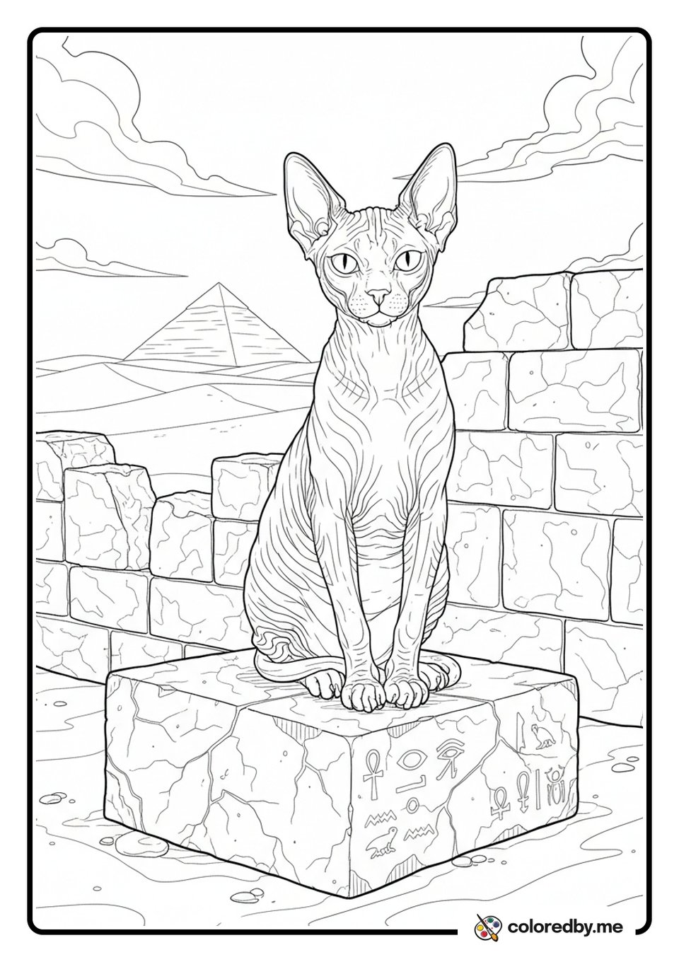 Ancient Guardian Sphinx Cat coloring page