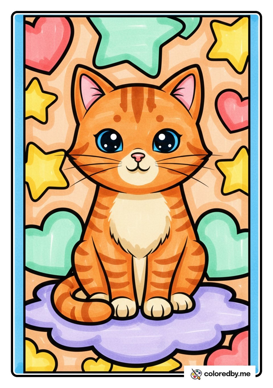 Simple Sitting Cat — Markers coloring page