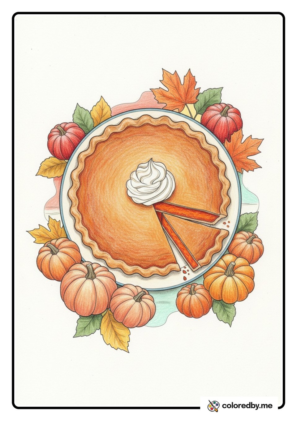 Pumpkin Pie — Colored Pencils coloring page