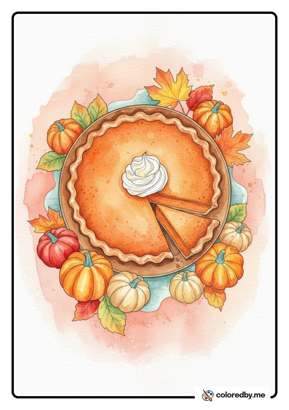 Pumpkin Pie — Watercolors coloring page