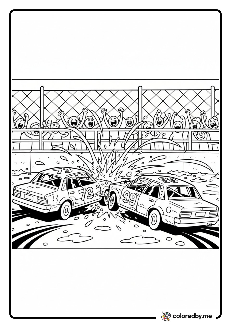 Demolition Derby Cars Smashing coloring page
