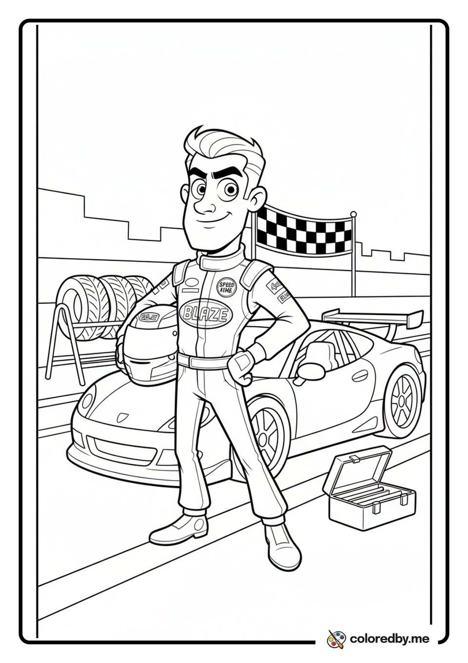 Race Car Driver Ready to Race coloring page